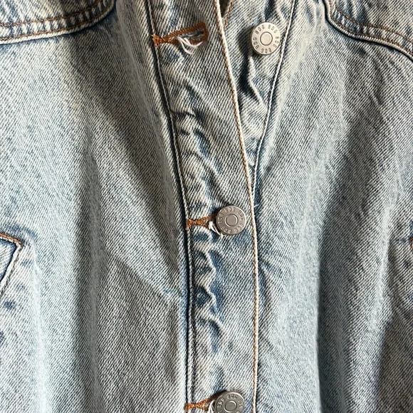 BDG Urban Outfitters Blake Denim Hooded Bomber Jacket Soft Sherpa Lining- Large - Picture 5 of 14